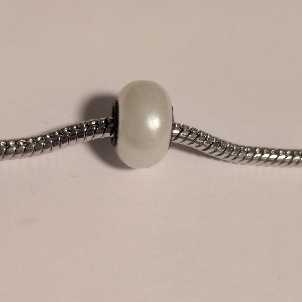 White Pearlesque Charm‎ for Pandora Style Bracelet